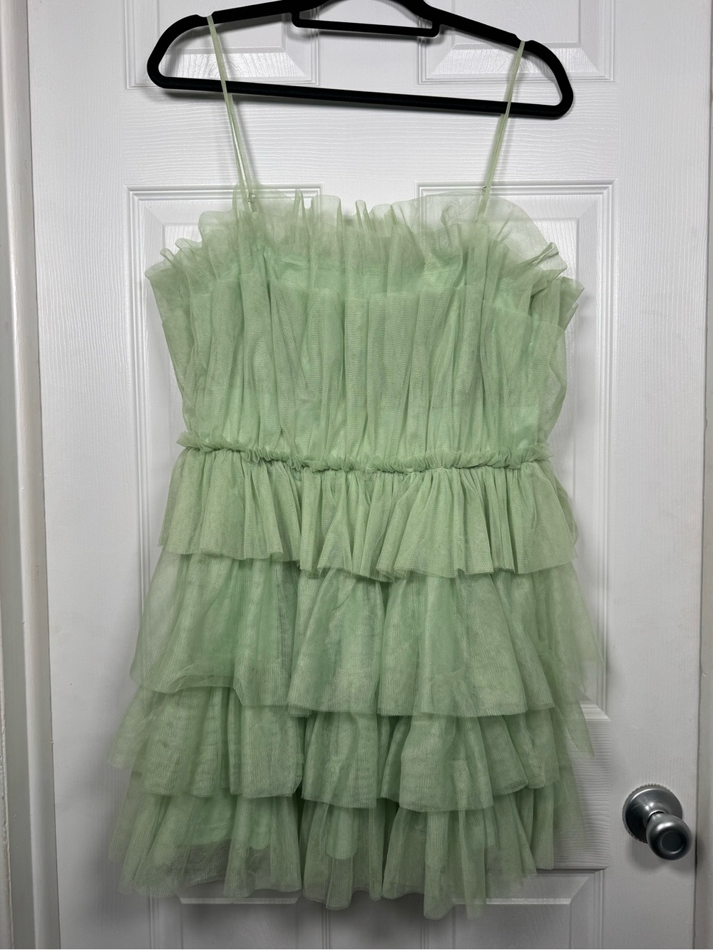 Molly Green Mint Green Tulle Tiered Ruffle Mini Dress XL Balletcore